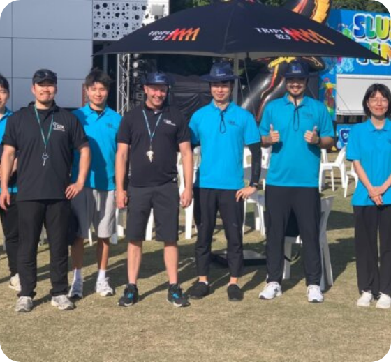 Group of people in a blue shirt at OZK Facility services.